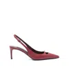 Dolce & Gabbana Bordeaux Slingback Pumps With Medium Stiletto Heel And Logo Plaque On The Front In Patent Leather Wo