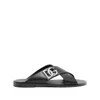 Dolce & Gabbana Black Sandals With Criss Cross Bands And Logo Detail In Leather Man