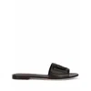 Dolce & Gabbana Black Flats With Cut-out Band And Dg Logo In Soft Rubber Woman