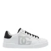 Dolce & Gabbana White And Black Leather Sneakers In White