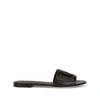 Dolce & Gabbana Black Flats With Cut-out Band And Dg Logo In Soft Rubber Woman