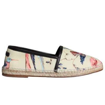 Pre-owned Dolce & Gabbana Shoes Beige Floral Canvas Espadrilles Slip On Eu40 / Us7 470usd