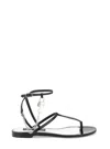 Dolce & Gabbana Patent Leather Thong Sandals With Padlock In Black