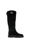 Dolce & Gabbana Cavallerizzo Suede Boots In Black