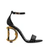 Dolce & Gabbana Keira 105 Polka Dot Print Dg Baroque Sandals In Black