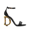 Dolce & Gabbana Keira 105 Polka Dot Print Dg Baroque Sandals In Black