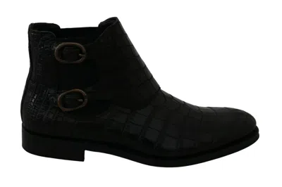 Pre-owned Dolce & Gabbana Shoes Black Crocodile Leather Derby Boots Eu40 / Us7 Rrp $9000