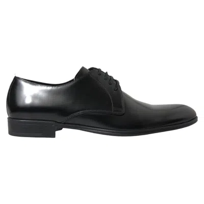 Pre-owned Dolce & Gabbana Shoes Black Leather Lace Up Men Dress Derby Eu42.5 /us9.5 850usd