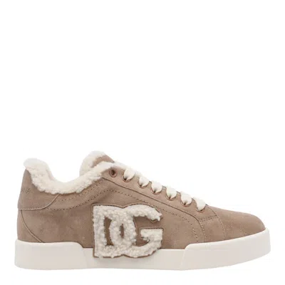 Dolce & Gabbana Portofino Light Sneakers Leather And Sheepskin In Multi