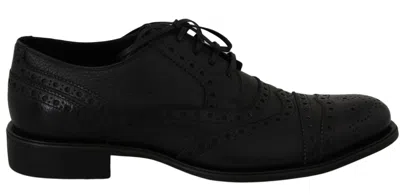 Pre-owned Dolce & Gabbana Shoes Dark Blue Leather Wingtip Oxford Dress Eu40 / Us7 Rrp $900