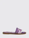 Dolce & Gabbana Majolica-print Canvas Flat Slipper In Purple