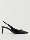 Dolce & Gabbana Black Slingback With Plate Logo In Patent Leather Woman In Schwarz