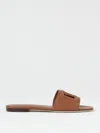 Dolce & Gabbana Leather Slide Sandals With Cut-out Front Details In 棕色