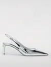 Dolce & Gabbana 60 Mirrored Leather Slingback Pumps In Silver
