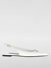 Dolce & Gabbana White Slingback Ballet Flats With Logo Detail In Leather Woman In Weiss