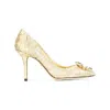Dolce & Gabbana Lurex Lace Rainbow Pumps With Brooch Detailing In Gold