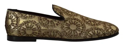 Pre-owned Dolce & Gabbana Shoes Loafers Gold Jacquard Flats Mens Eu43 / Us10 Rrp $900