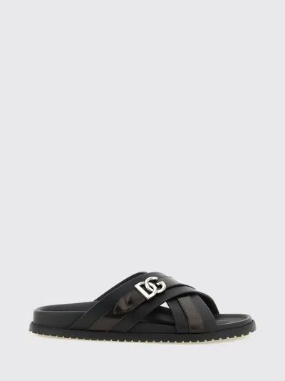Dolce & Gabbana Animal-print Sandals In Black