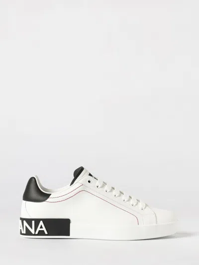 Dolce & Gabbana Portofino Sneakers In Leather In White