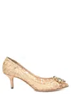 Dolce & Gabbana Lace Rainbow Pumps With Brooch Detailing Shoes In Neutrals