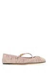 Dolce & Gabbana Pink Ballet Flats With Metallic Dg Logo Plaque In Pink