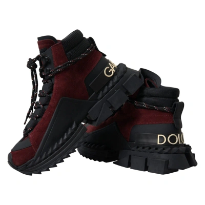 Pre-owned Dolce & Gabbana Shoes Sneakers Super King Burgundy High Top Mens Eu41 / Us8 In Red