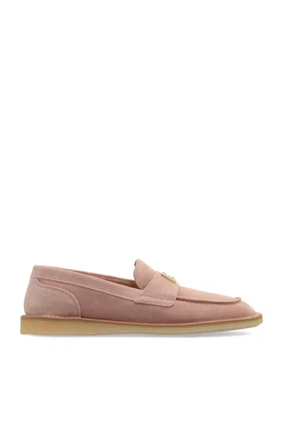 Dolce & Gabbana Suede Leather Moccas In Pink