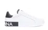 Dolce & Gabbana Portofino Leather Sneakers With Rubberized Logo Shoes In White
