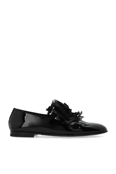 Dolce & Gabbana Shoes With Tulle Application In Black