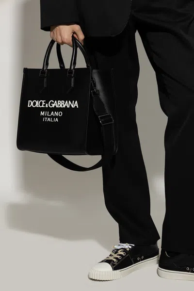 Dolce & Gabbana Shopper Bag With Logo In Black