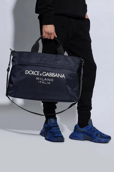 Dolce & Gabbana Shopper Bag With Logo In Navy Blue