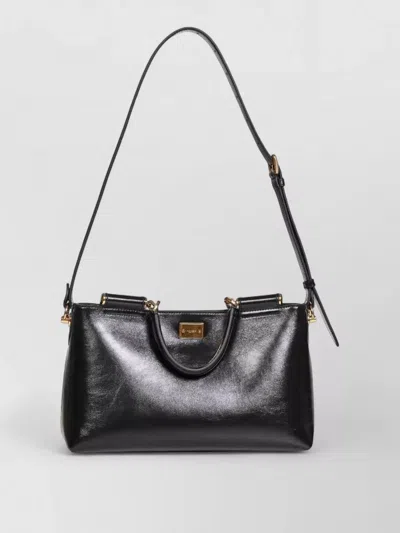 Dolce & Gabbana Shopper Tote Bag Adjustable Strap Handle In Black