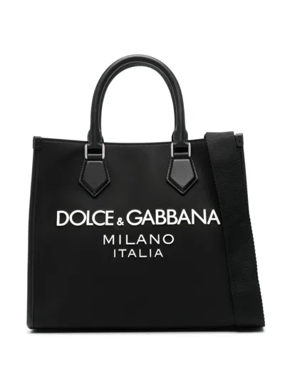 Dolce & Gabbana Shopping Bag With Logo In Black