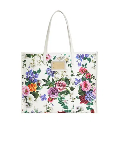 Dolce & Gabbana Shopping Canvas Handbag In White