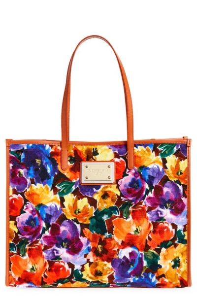 Dolce & Gabbana Printed Tote In Orange Back