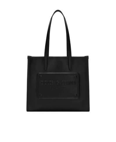 Dolce & Gabbana Shopping Leather Tote Bag In Black