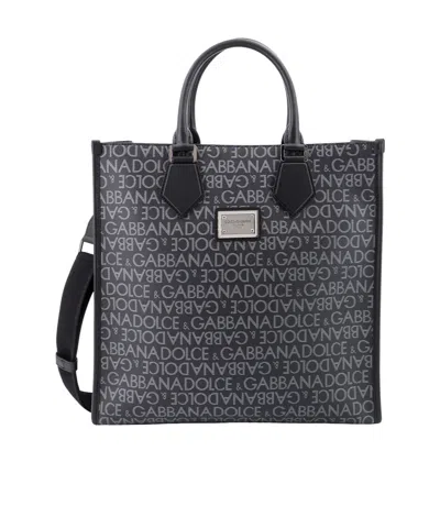 Dolce & Gabbana Shopping Logo-print Tote Bag In Black