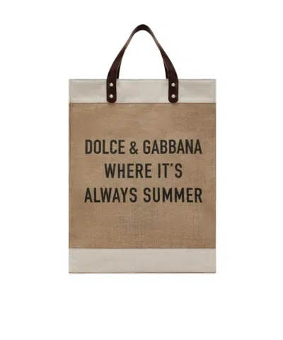 Dolce & Gabbana Shopping Logo-print Tote Bag In Brown