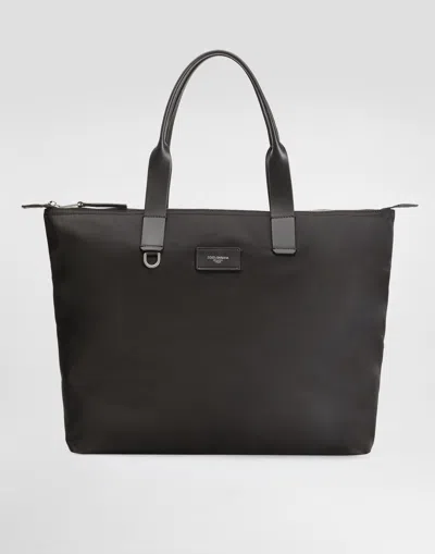 Dolce & Gabbana Shopping Nylon And Smooth Calfskin In Black