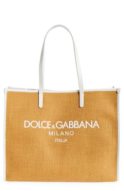 DOLCE & GABBANA SHOPPING RAFFIA TOTE