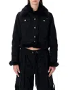 Dolce & Gabbana Short Black Denim Jacket With Faux Fur In Black