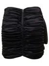Dolce & Gabbana Short Black Draped Skirt With Bow Detail In Stretch Silk Woman In Black