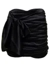 Dolce & Gabbana Short Black Draped Skirt With Bow Detail In Stretch Silk Woman
