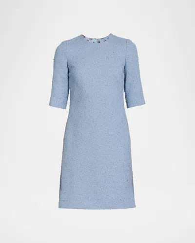 Dolce & Gabbana Short Bouclé Sheath Dress In Blue