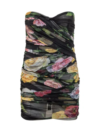 Dolce & Gabbana Short Boustier Dress In Black