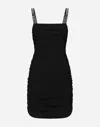 Dolce & Gabbana Short Cady Dress With Draping In Black