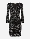 Dolce & Gabbana Polka Dot-print Draped Minidress In Print