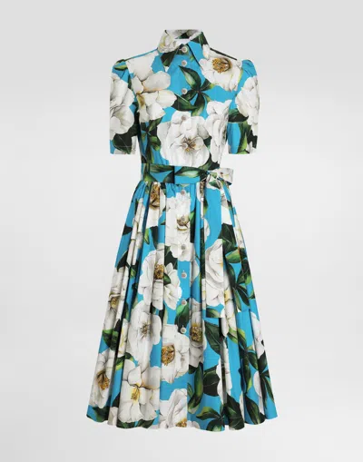 Dolce & Gabbana Short Cotton Corset Dress With Bouquet Print