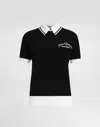 Dolce & Gabbana Logo-embroidered Cotton Polo Top In Black