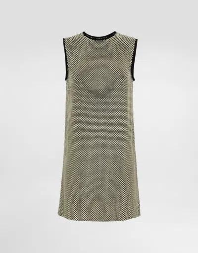 Dolce & Gabbana Short Crystal Mesh Dress In Oro